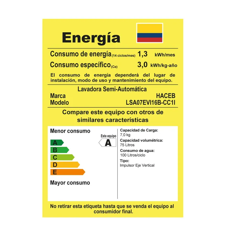 Lavadora Haceb Carga Superior 7 Kilos SemiAutomática - Image 8