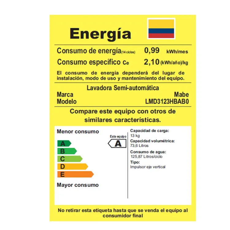 Lavadora Mabe Semi Automática Carga Superior 13 kg - Image 7